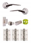 JTB72020 Jigtech Polished Chrome 'Vecta' Passage Door Pack &lpar;57mm Backset and 3" Hinges&rpar;