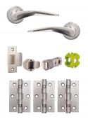 JTB72220 Jigtech Satin Chrome 'Vecta' Passage Door Pack &lpar;57mm Backset and 3" Hinges&rpar;