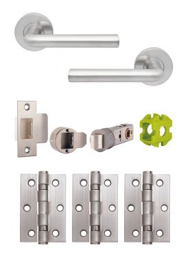 Click Here To Enlarge This Photo Of JTB72225 Jigtech Satin Chrome 'Riva' Passage Door Pack &lpar;57mm Backset and 3" Hinges&rpar;