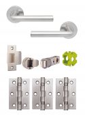 JTB72225 Jigtech Satin Chrome 'Riva' Passage Door Pack &lpar;57mm Backset and 3" Hinges&rpar;