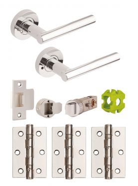 Click Here To Enlarge This Photo Of JTB81015 Jigtech Polished Chrome 'Eden' Privacy Door Pack &lpar;57mm Backset and 3" Hinges&rpar;