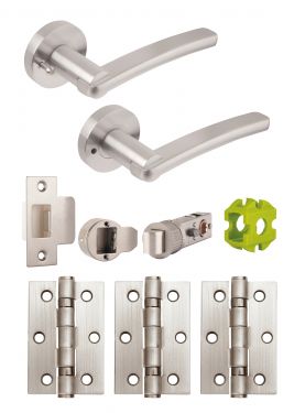 Click Here To Enlarge This Photo Of JTB81220 Jigtech Satin Chrome 'Condor' Privacy Door Pack &lpar;57mm Backset and 3" Hinges&rpar;