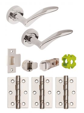 Click Here To Enlarge This Photo Of JTB82020 Jigtech Polished Chrome 'Vecta' Privacy Door Pack &lpar;57mm Backset and 3" Hinges&rpar;