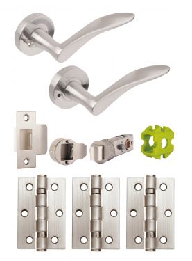 Click Here To Enlarge This Photo Of JTB82220 Jigtech Satin Chrome 'Vecta' Privacy Door Pack &lpar;57mm Backset and 3" Hinges&rpar;