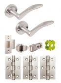 JTB82220 Jigtech Satin Chrome 'Vecta' Privacy Door Pack &lpar;57mm Backset and 3" Hinges&rpar;
