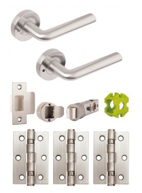 Click Here To Enlarge This Photo Of JTB82225 Jigtech Satin Chrome 'Riva' Privacy Door Pack &lpar;57mm Backset and 3" Hinges&rpar;