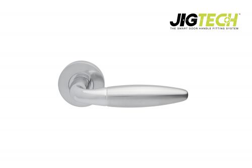 Click Here To Enlarge This Photo Of JTC2065 Jigtech Polished Chrome&sol;Satin Chrome 'Parma' Lever On Rose