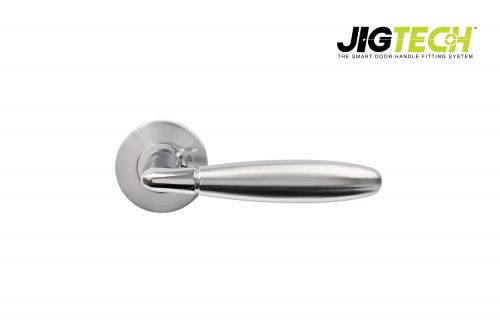 Click Here To Enlarge This Photo Of JTF1070-F Jigtech Polished Chrome&sol;Satin Chrome 'Harrier' Lever On Rose &lbrack;CE&rsqb;