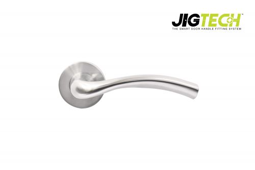 Click Here To Enlarge This Photo Of JTF1200-F Jigtech Satin Chrome 'Solar' Lever On Rose &lbrack;CE&rsqb;