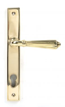 Click Here To Enlarge This Photo Of 46547 From The Anvil Polished Brass Hinton Slimline Lever Espag&period; Lock Set - 92mm centres - 212mm screw centres