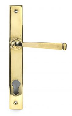 Click Here To Enlarge This Photo Of 46548 From The Anvil Polished Brass Avon Slimline Lever Espag&period; Lock Set - 92mm centres - 212mm screw centres
