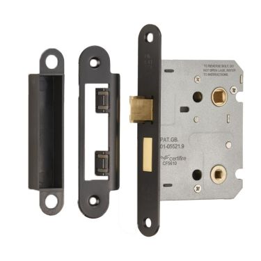 Click Here To Enlarge This Photo Of BAE5030MB&sol;R - Carlisle Brass Eurospec Residential Bathroom Lock 76mm Matt Black &lpar;Radius&rpar;