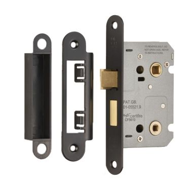 Click Here To Enlarge This Photo Of BAE5025MB&sol;R - Carlisle Brass Eurospec Residential Bathroom Lock 64mm Matt Black &lpar;Radius&rpar;