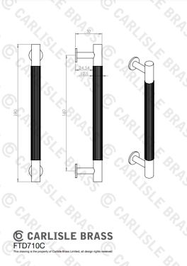 Click Here To Enlarge This Photo Of FTD710CAB - Carlisle Brass Fingertip Design 'Lines' Pull Handle 190mm &lpar;160mm c&sol;c&rpar; Antique Brass