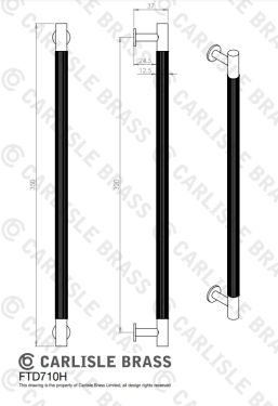 Click Here To Enlarge This Photo Of FTD710HSN - Carlisle Brass Fingertip Design 'Lines' Pull Handle 370mm &lpar;320mm c&sol;c&rpar; Satin Nickel
