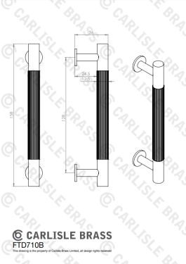 Click Here To Enlarge This Photo Of FTD710BCP - Carlisle Brass Fingertip Design 'Lines' Pull Handle 158mm &lpar;128mm c&sol;c&rpar; Polished Chrome