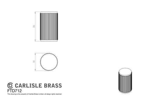 Click Here To Enlarge This Photo Of FTD712CP - Carlisle Brass Fingertip Design 'Lines' Knob 18mm dia &lpar;30mm projection&rpar; Polished Chrome
