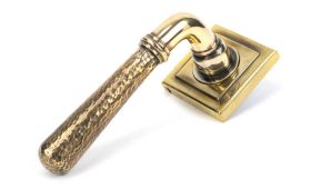 46072 From The Anvil Aged Brass Hammered Newbury Lever on Rose Set &lpar;Square&rpar;