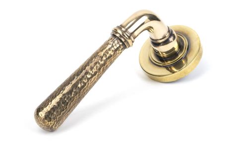 Click Here To Enlarge This Photo Of 50037 From The Anvil Aged Brass Hammered Newbury Lever on Rose Set &lpar;Plain&rpar; - Unsprung
