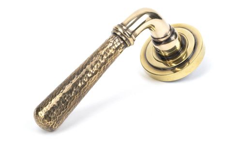 Click Here To Enlarge This Photo Of 50038 From The Anvil Aged Brass Hammered Newbury Lever on Rose Set &lpar;Art Deco&rpar; - Unsprung