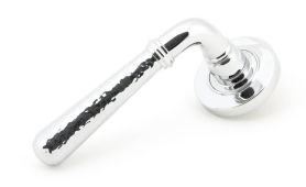 46073 From The Anvil Polished Chrome Hammered Newbury Lever on Rose Set &lpar;Plain&rpar;