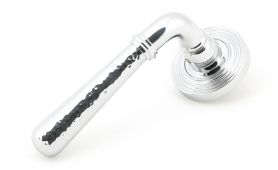 46075 From The Anvil Polished Chrome Hammered Newbury Lever on Rose Set &lpar;Beehive&rpar;