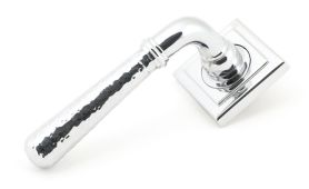46076 From The Anvil Polished Chrome Hammered Newbury Lever on Rose Set &lpar;Square&rpar;
