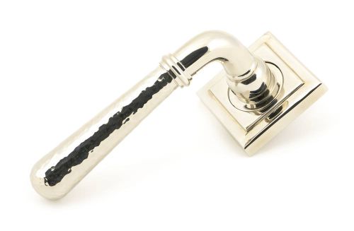 Click Here To Enlarge This Photo Of 50048 From The Anvil Polished Nickel Hammered Newbury Lever on Rose Set &lpar;Square&rpar; - Unsprung