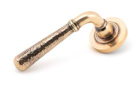 46085 From The Anvil Polished Bronze Hammered Newbury Lever on Rose Set &lpar;Plain&rpar;