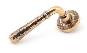 46087 From The Anvil Polished Bronze Hammered Newbury Lever on Rose Set &lpar;Beehive&rpar;