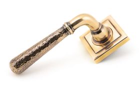 46088 From The Anvil Polished Bronze Hammered Newbury Lever on Rose Set &lpar;Square&rpar;