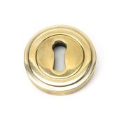 45684 From The Anvil Aged Brass Round Escutcheon &lpar;Art Deco&rpar;