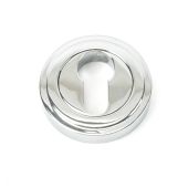 45712 From The Anvil Polished Chrome Round Euro Escutcheon &lpar;Art Deco&rpar;