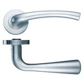 ZPZ010SN - Zoo Hardware Stanza 'Assisi' Lever Handles on Round Screw on Rose - Satin Nickel &lpar;Designer Range&rpar;