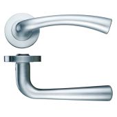 ZPZ020SN - Zoo Hardware Stanza 'Florence' Lever Handles on Round Screw on Rose - Satin Nickel &lpar;Designer Range&rpar;