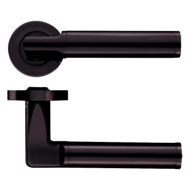 Click Here To Enlarge This Photo Of ZPZ030-ETB - Zoo Hardware Stanza 'Milan' Lever Handles on Round Screw on Rose - Etna Bronze &lpar;Designer Range&rpar;