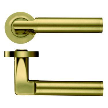 Click Here To Enlarge This Photo Of ZPZ030-FSB - Zoo Hardware Stanza 'Milan' Lever Handles on Round Screw on Rose - Favo Satin Brass &lpar;Designer Range&rpar;