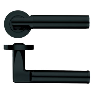 Click Here To Enlarge This Photo Of ZPZ030-OMB - Zoo Hardware Stanza 'Milan' Lever Handles on Round Screw on Rose - Oscuro Matt Black &lpar;Designer Range&rpar;