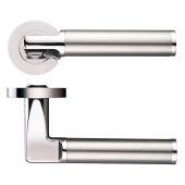 ZPZ030PNSS - Zoo Hardware Stanza 'Milan' Lever Handles on Round Screw on Rose &lpar;Dual Finish&rpar; Polished Nickel&sol;Satin Stainless &lpar;Designer Range&rpar;