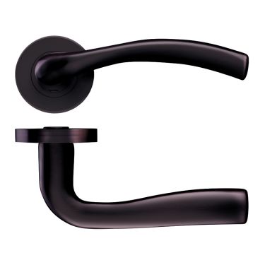 Click Here To Enlarge This Photo Of ZPZ050-ETB - Zoo Hardware Stanza 'Siena' Lever Handles on Round Screw on Rose - Etna Bronze &lpar;Designer Range&rpar;