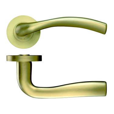 Click Here To Enlarge This Photo Of ZPZ050-FSB - Zoo Hardware Stanza 'Siena' Lever Handles on Round Screw on Rose - Favo Satin Brass &lpar;Designer Range&rpar;