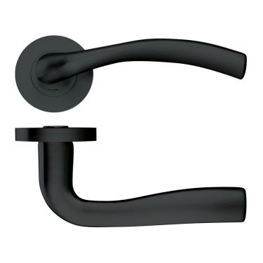 Click Here To Enlarge This Photo Of ZPZ050-OMB - Zoo Hardware Stanza 'Siena' Lever Handles on Round Screw on Rose - Oscuro Matt Black &lpar;Designer Range&rpar;
