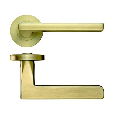 Click Here To Enlarge This Photo Of ZPZ070-FSB - Zoo Hardware Stanza 'Venice' Lever Handles on Round Screw on Rose - Favo Satin Brass &lpar;Designer Range&rpar;