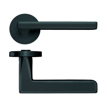 Click Here To Enlarge This Photo Of ZPZ070-OMB - Zoo Hardware Stanza 'Venice' Lever Handles on Round Screw on Rose - Oscuro Matt Black &lpar;Designer Range&rpar;
