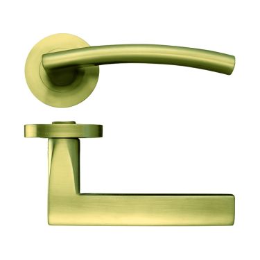 Click Here To Enlarge This Photo Of ZPZ080-FSB - Zoo Hardware Stanza 'Amalfi' Lever Handles on Round Screw on Rose - Favo Satin Brass &lpar;Designer Range&rpar;