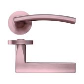 ZPZ080-TRG - Zoo Hardware Stanza 'Amalfi' Lever Handles on Round Screw on Rose - Tuscan Rose Gold &lpar;Designer Range&rpar;