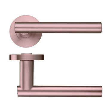 Click Here To Enlarge This Photo Of ZPZ090-TRG - Zoo Hardware Stanza 'Lucca' Lever Handles on Round Screw on Rose - Tuscan Rose Gold &lpar;Designer Range&rpar;