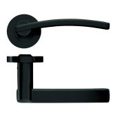 ZPZ100-OMB - Zoo Hardware Stanza 'Adria' Lever Handles on Round Screw on Rose - Oscuro Matt Black &lpar;Designer Range&rpar;