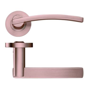 Click Here To Enlarge This Photo Of ZPZ100-TRG - Zoo Hardware Stanza 'Adria' Lever Handles on Round Screw on Rose - Tuscan Rose Gold &lpar;Designer Range&rpar;