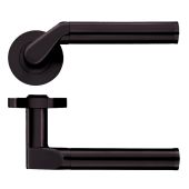 ZPZ120-ETB - Zoo Hardware Stanza 'Venus' Lever Handles on Round Screw on Rose - Etna Bronze &lpar;Designer Range&rpar;
